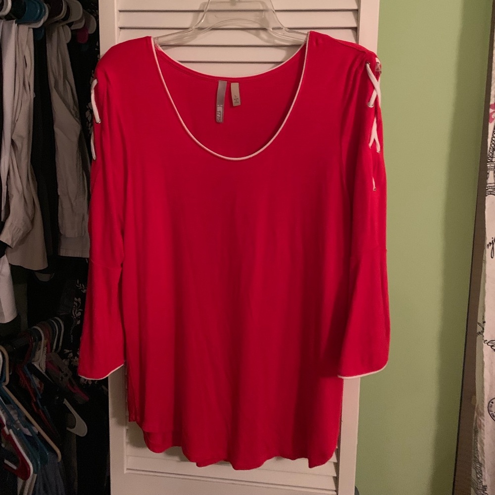 1175 bell sleeve blouse with tie up side shoulder